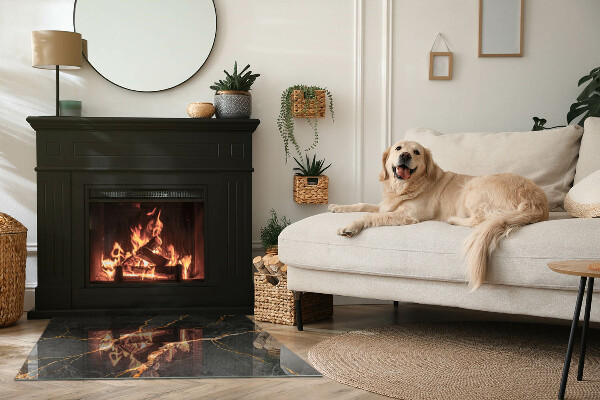 Téglalap alakú üveg kandalló alátét Elegáns márvány erezettel