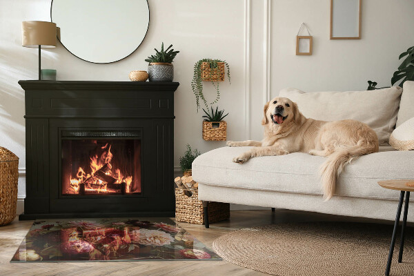 Téglalap alakú üveg kandalló alátét Virágcsokor részletesen