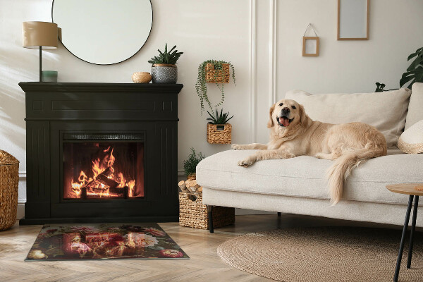 Téglalap alakú üveg kandalló alátét Virágcsokor részletesen