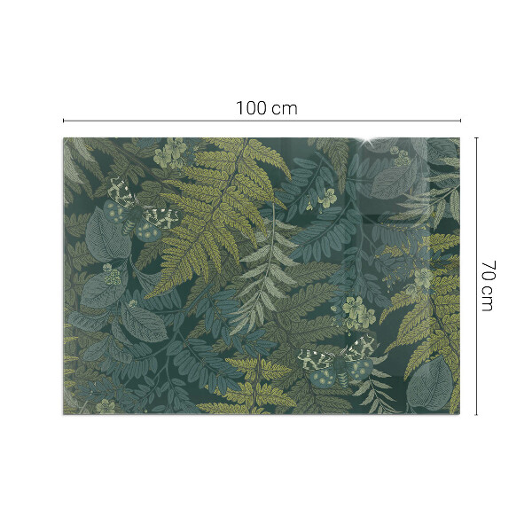 Téglalap alakú kandalló alátét üveg Növényi motívumok pillangókkal