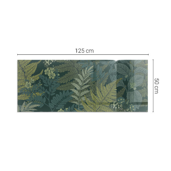 Téglalap alakú kandalló alátét üveg Növényi motívumok pillangókkal