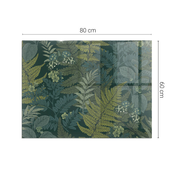 Téglalap alakú kandalló alátét üveg Növényi motívumok pillangókkal