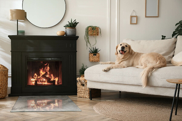 Téglalap alakú üveg kandalló alátét Természetes kő minta