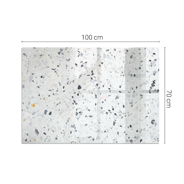 Téglalap alakú üveg kandalló alátét Kőminta részecskékkel