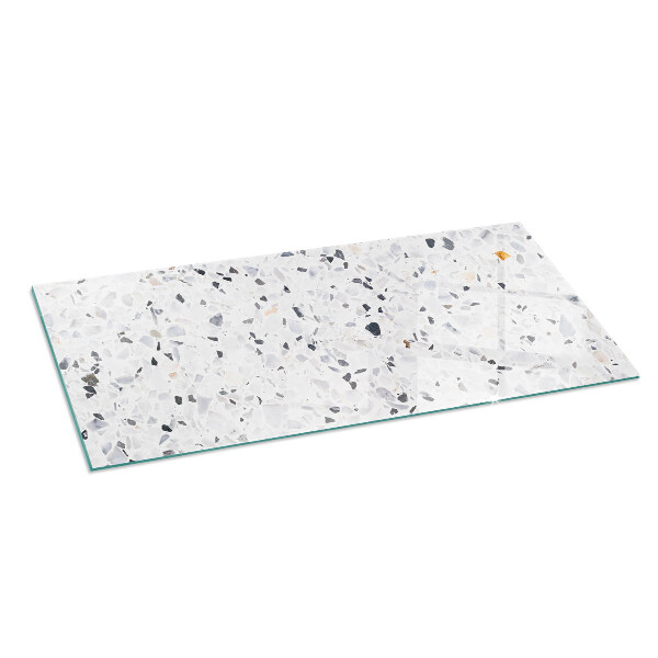 Téglalap alakú üveg kandalló alátét Kőminta részecskékkel
