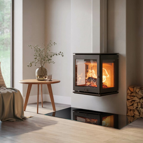 Téglalap alakú üveg kandalló alátét Szín Fekete