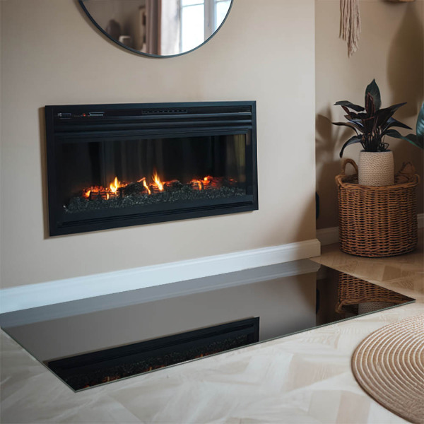 Téglalap alakú üveg kandalló alátét Szín Fekete