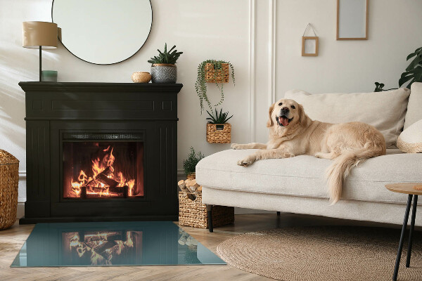 Téglalap alakú kandalló alátét üveg Tenger színe