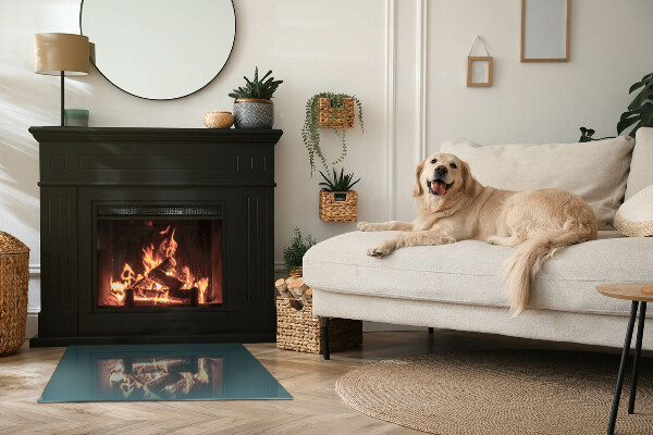 Téglalap alakú kandalló alátét üveg Tenger színe