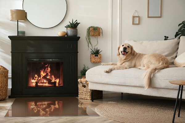 Téglalap alakú üveg kandalló alátét Szín Barna