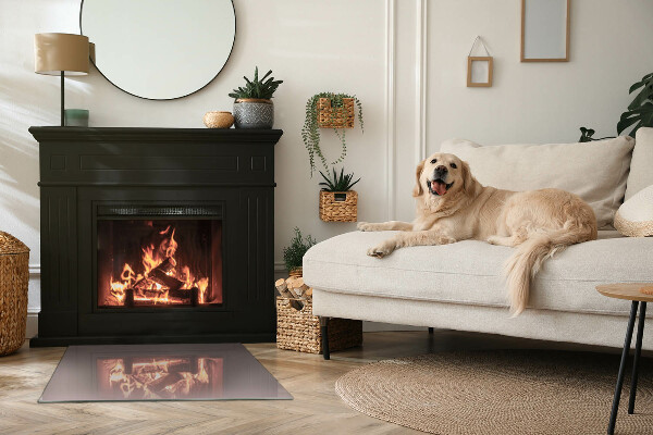 Téglalap alakú üveg kandalló alátét Szín Bézs