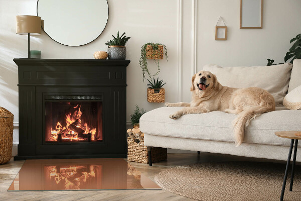 Téglalap alakú üveg kandalló alátét Szín Barna