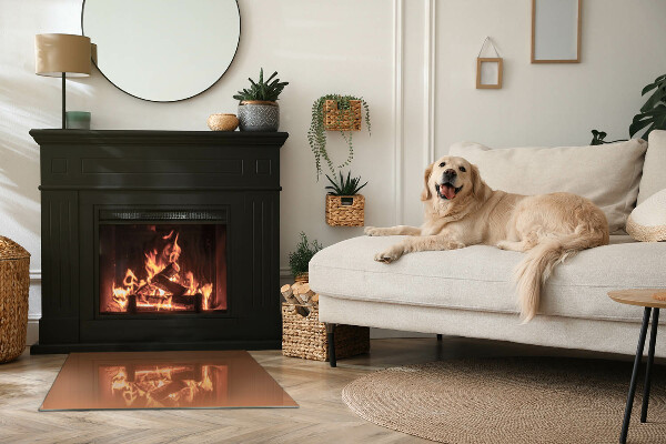 Téglalap alakú üveg kandalló alátét Szín Barna