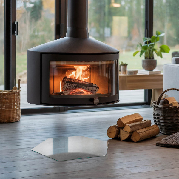 Hatszög alakú kandalló alátét Beton textúra hatással