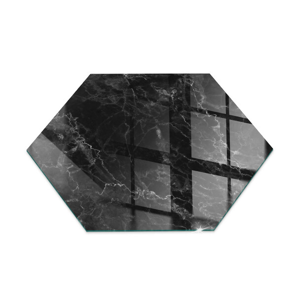 Hatszög alakú üveg kandalló alátét Elegáns márványminta