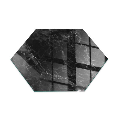 Hatszög alakú üveg kandalló alátét Elegáns márványminta