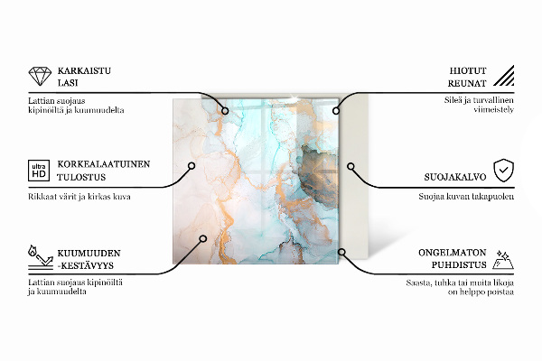 Hatszög alakú kandalló alátét üveg Természetes kő minta