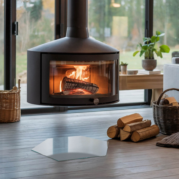 Hatszög alakú kandalló alátét üveg Szín Szürke