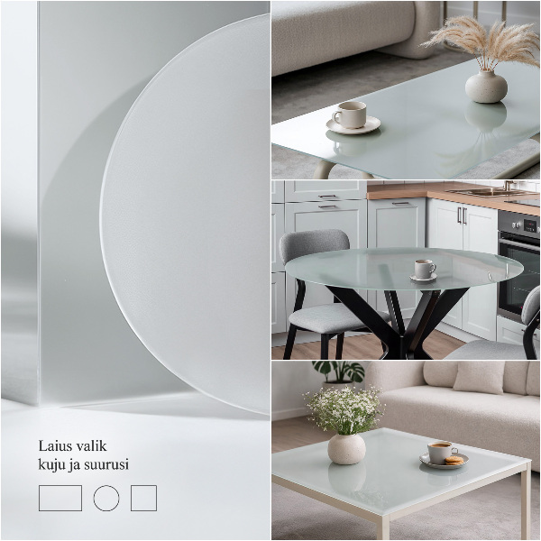 Négyzet alakú áttetsző edzett üveglap