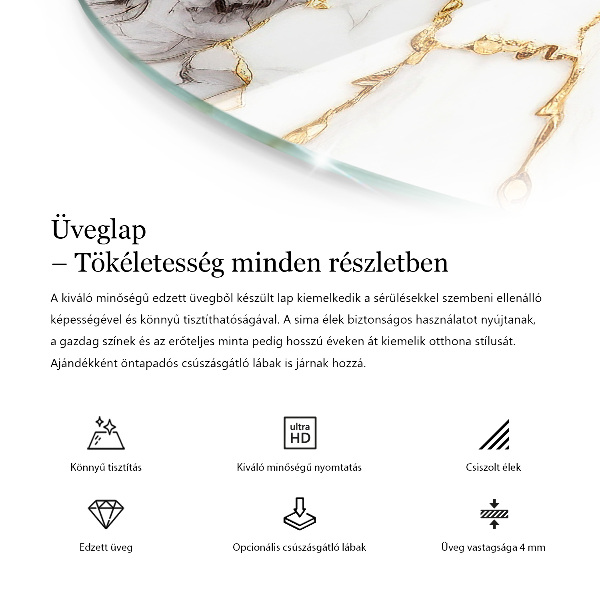 Üveglap nyomattal Fehér, mintázat nélkül