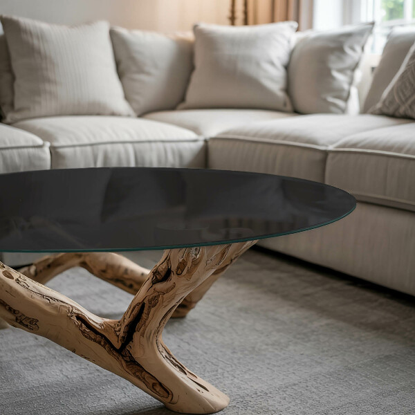 Kerek üveglap nyomattal Fekete mintázat nélkül