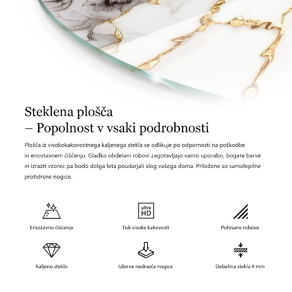 Kerek üveglap Márvány mintázat szerkezet