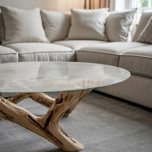 Kerek üveglap nyomattal Karmolt beton minták