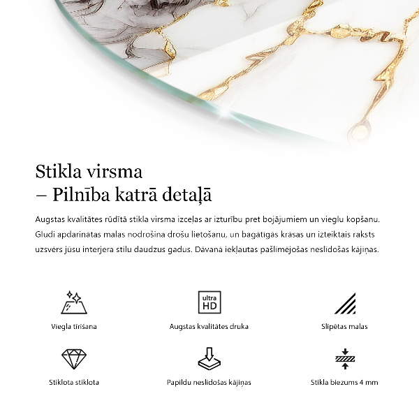 Kerek üveglap Fa ihlette mintázat