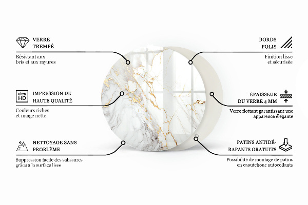 Üveglap nyomattal Fa gyanta akcentussal
