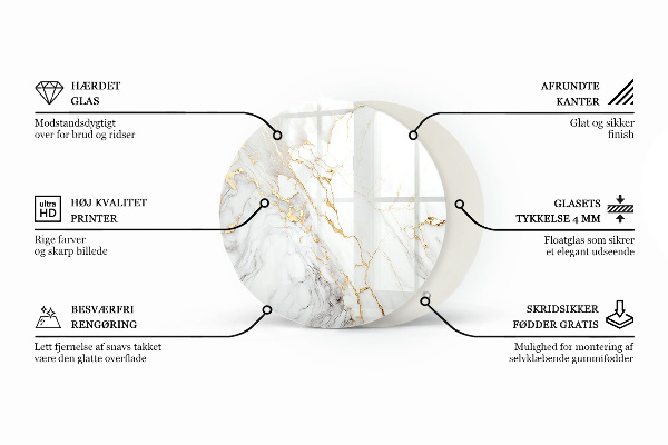 Kerek üveglap Márvány motívum a természetben