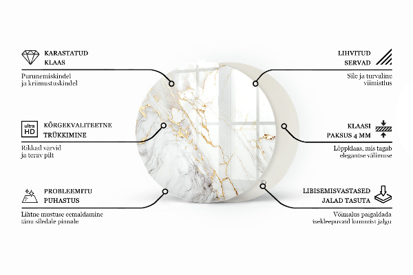 Kerek üveglap Természetes stílusú táblák
