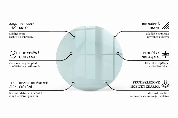Kerek üveglap Átlátszó