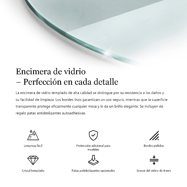 Kerek üveglap Átlátszó