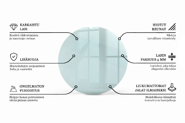 Kerek üveglap Átlátszó