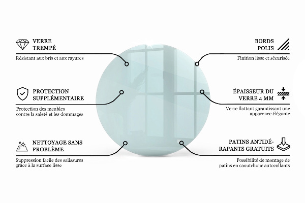 Kerek üveglap Átlátszó