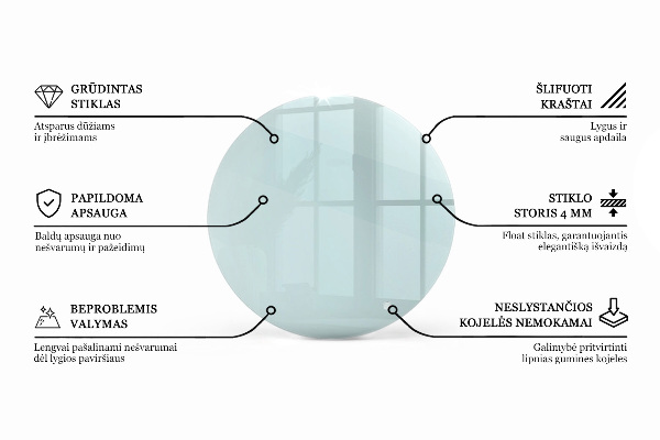 Kerek üveglap Átlátszó