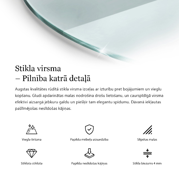 Kerek üveglap Átlátszó