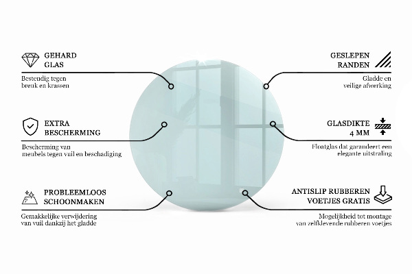 Kerek üveglap Átlátszó