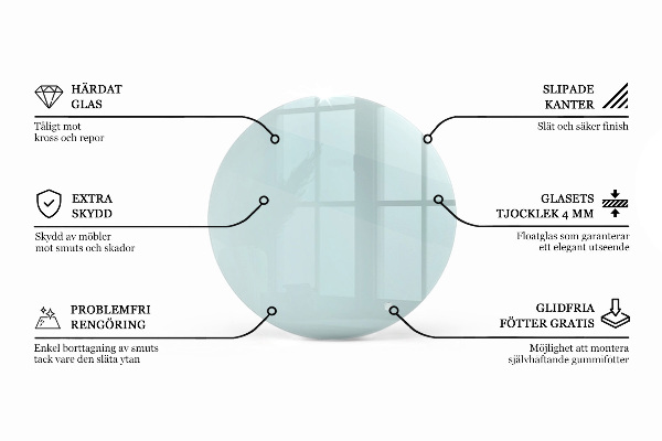 Kerek üveglap Átlátszó