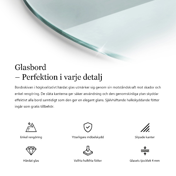 Kerek üveglap Átlátszó