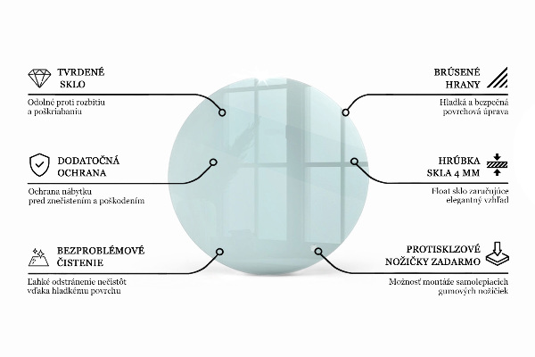 Kerek üveglap Átlátszó