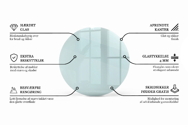 Kerek üveglap Átlátszó