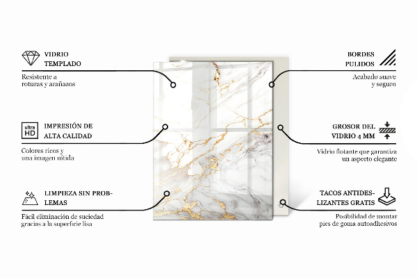 Téglalap alakú üveglap Fa panel mintázat