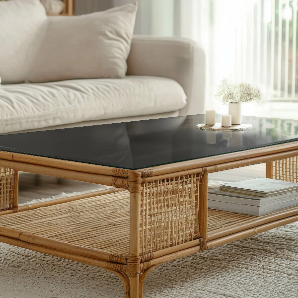 Téglalap alakú üveglap nyomattal Sima fekete stílus