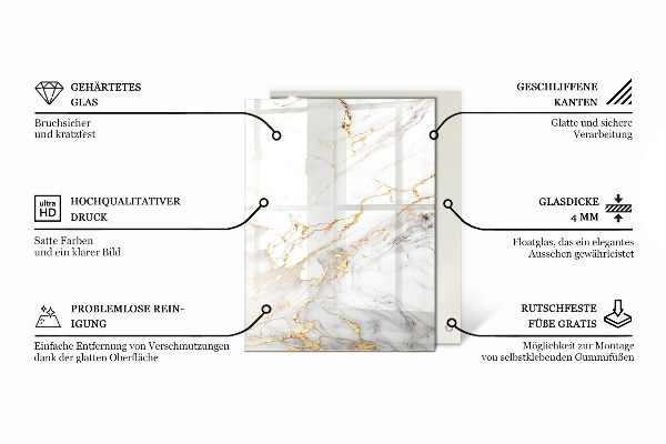 Téglalap alakú üveglap Márvány mintázat