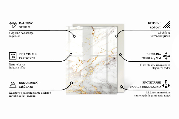 Téglalap alakú üveglap Márvány mintázat