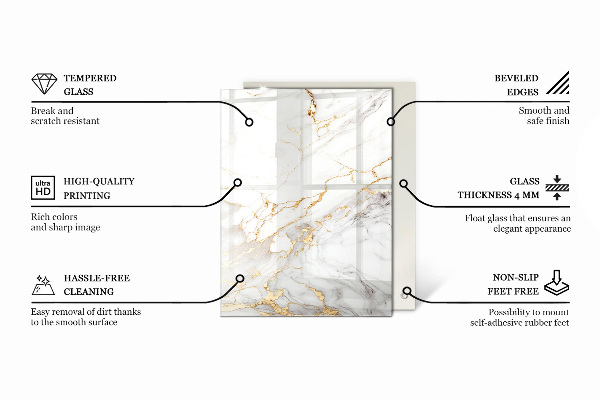 Téglalap alakú üveglap nyomattal Repedt beton