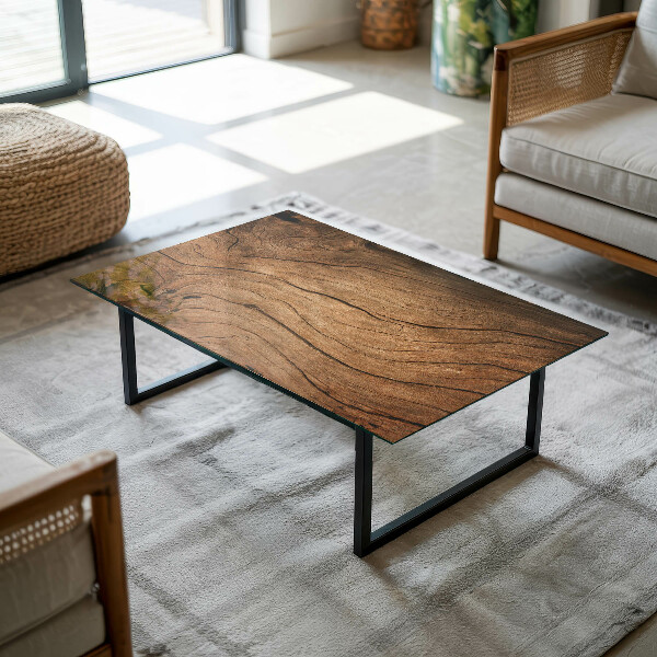 Téglalap alakú üveglap Természetes fa szerkezet