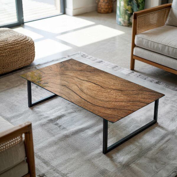 Téglalap alakú üveglap Természetes fa szerkezet