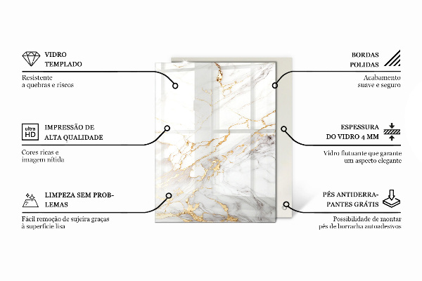 Téglalap alakú üveglap nyomattal Érdes márvány mintázat